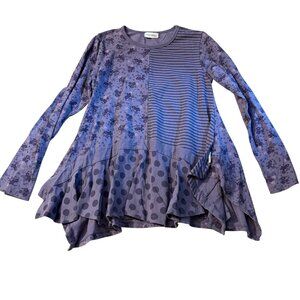 Naartjie Kids Purple Long-Sleeve Tunic Top With Mixed Patterns & Ruffled Hem